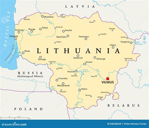 Lithuania Political Map Stock Vector - Image: 60628034