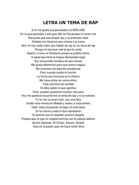 Letra Un Tema de Rap | PDF