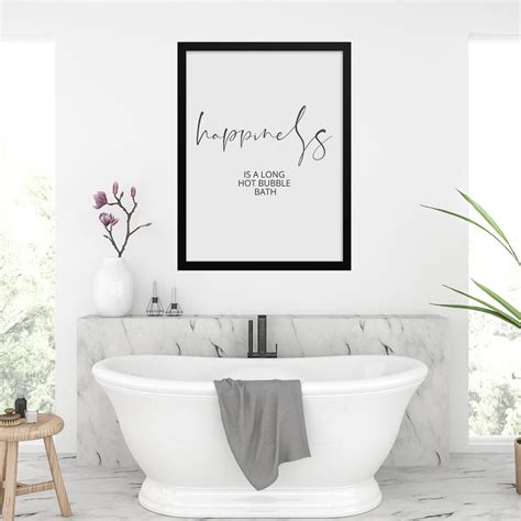 Happiness Is Bathroom Wall Decor Framed Black and White | Etsy in 2020 ...