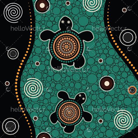 Aboriginal dot art vector painting with turtle. - Download Graphics & Vectors | Aboriginal dot ...