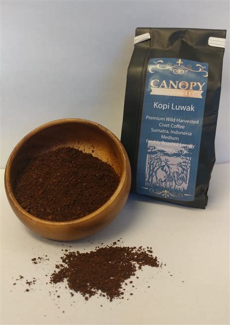 Kopi Luwak Coffee 4 Oz Wild Harvested Medium Roast Canopy Botanicals ...