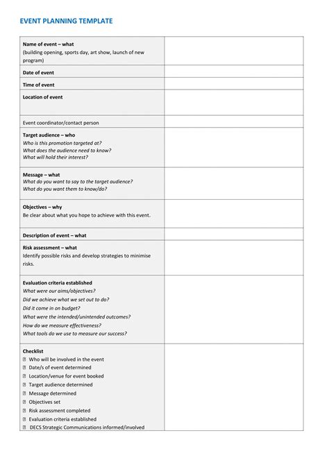 Event Management Project Plan Template