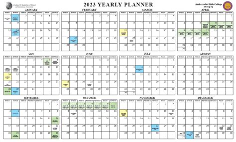 Ambassador Bible College Magnetic Yearly Calendar | United Church of God