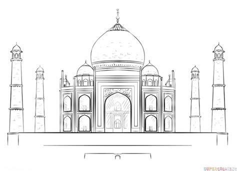 How to draw the Taj Mahal | Step by step Drawing tutorials | Taj mahal drawing, Taj mahal art ...