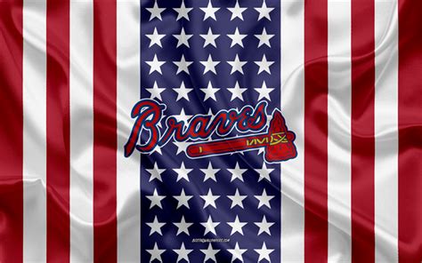 Download wallpapers Atlanta Braves, 4k, logo, emblem, silk texture ...