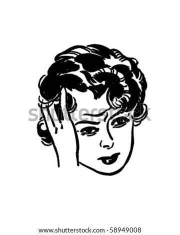 Woman With Headache - Retro Clip Art Stock Vector Illustration 58949008 ...