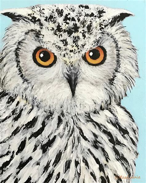 White Great Horned Owl Painting by Carole Martindale - Pixels