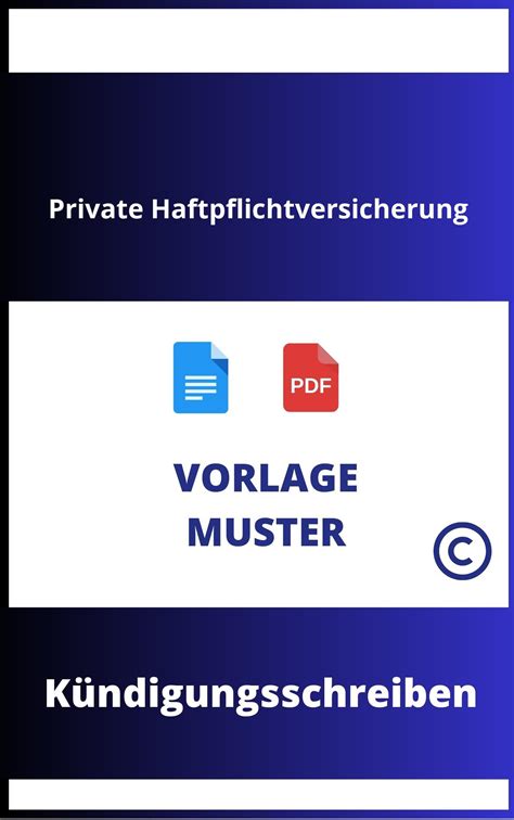 Kündigungsschreiben Private Haftpflichtversicherung | Muster - Vorlage | PDF - WORD