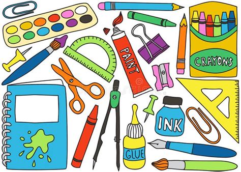 School supplies drawings stock vector. Illustration of paper - 28821029