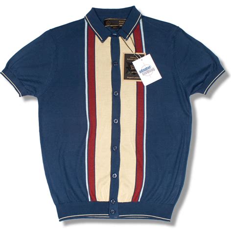 Merc Clothing Ravendale Button Through Knitted Polo Navy Mod SALE 60s Give you more choice Free ...