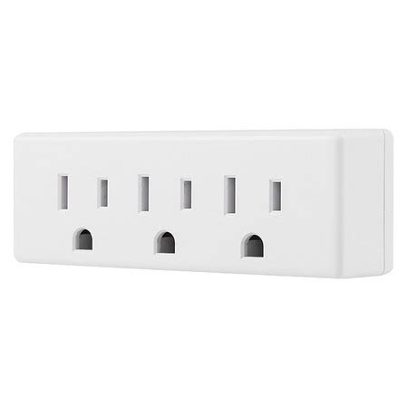 Ge Plug Adapter, 3 Outlets, White, 125VAC 52203-CS1 | Zoro