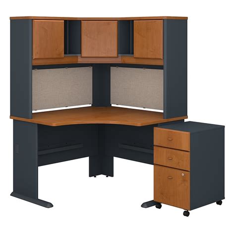 Bush Business Furniture Series A 48W Corner Desk with Hutch and Mobile ...