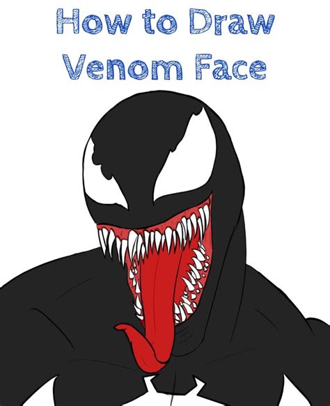 How to Draw Venom Face - How to Draw Easy