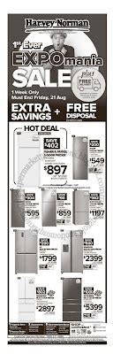 Harvey Norman Expomania Fridge Sale 15 - 21 August 2020 ~ Supermarket Promotions