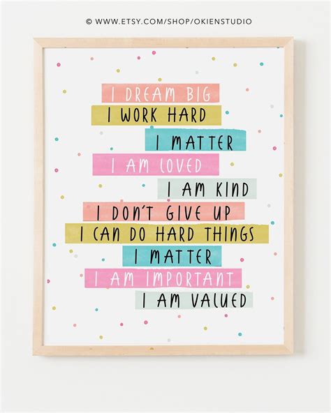 Girl Room Wall Decor, Positive Affirmations for Kids Printable, Girl ...