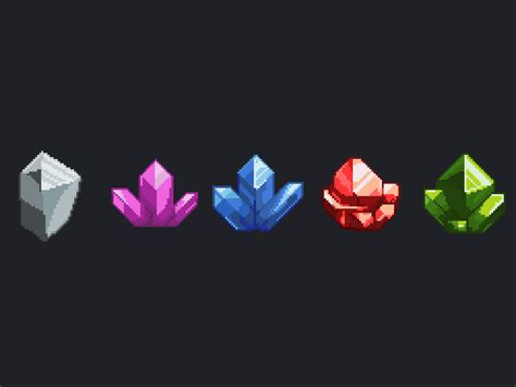 Pixel art crystals by Adam Hoffman on Dribbble