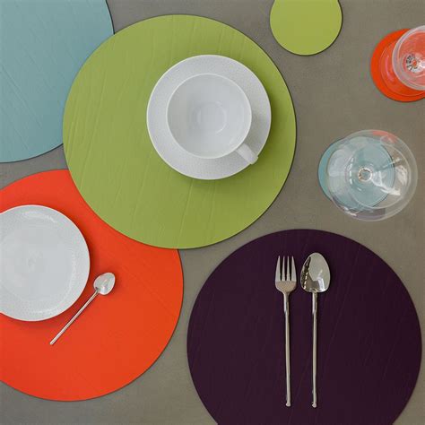 Round Leather Placemat in an assortment of colors for a bold, modern tablescape setting | Modern ...