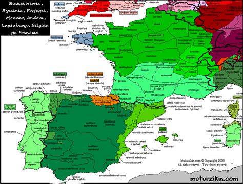 France, Spain, Portugal, Andorra & Basque Country - Linguistic map ...