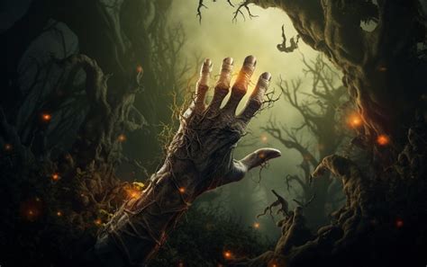 Premium Photo | Halloween wallpaper with zombie hand