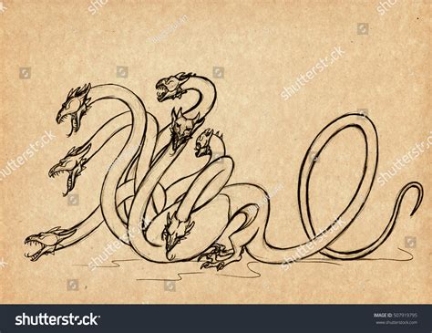 Illustration Handdrawn Lernaean Hydra Mystical Creature Stock Illustration 507919795 | Shutterstock