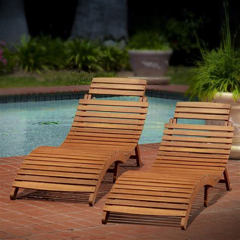 Christopher Knight Home Lahaina Wood Outdoor Chaise Lounge Set, 2-Pcs Set, Natural Yellow ...