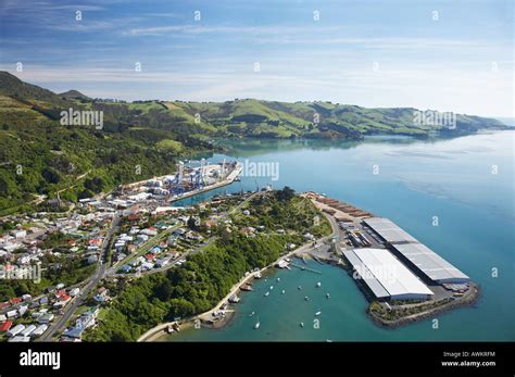 Port Chalmers Otago Harbour Dunedin South Island New Zealand aerial Stock Photo - Alamy