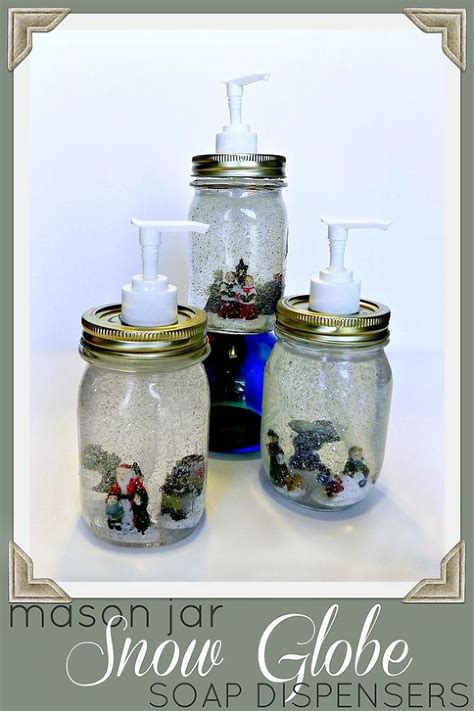 Dollar Store mason jar snow globe soap dispensers | Mason jar crafts diy, Christmas mason jars ...