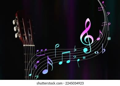 Staff Music Notes Symbols Flowing Acoustic Stock Photo 2245034923 ...