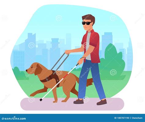 Blind Person Walking With Dog