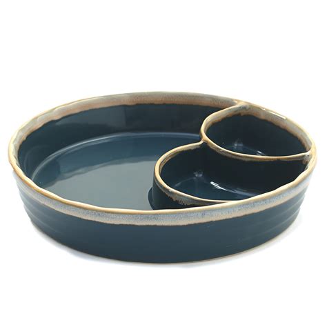 Round Stoneware Triple Dip Bowl Dining & Serving Kitchen & Dining etna.com.pe