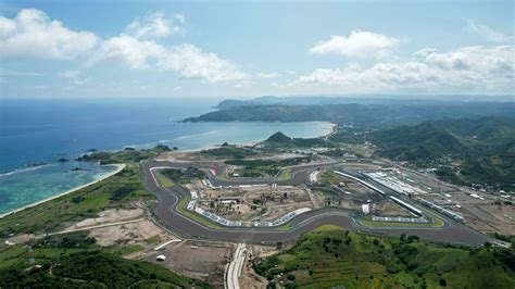 Aerial view of full track view of the mandalika circuit. The international mandalika circuit in ...