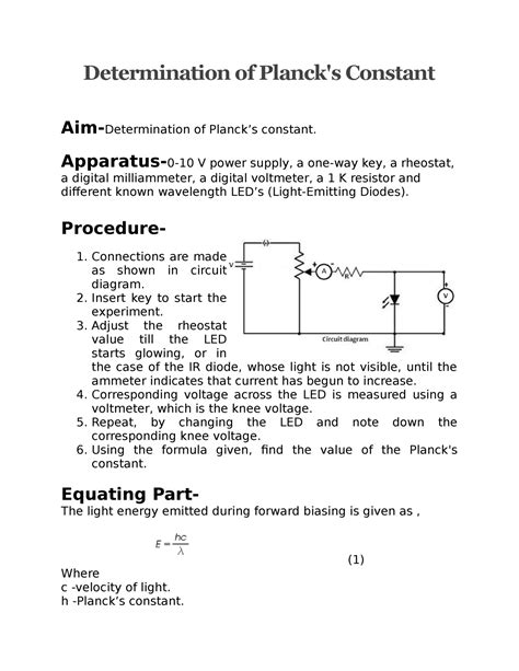 Engineering Physics Practical :Determination of Planck's Constant ...