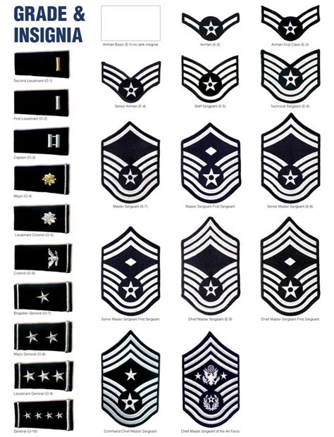 United States Military Rank Structure for the Air Force, Army, Marines ...