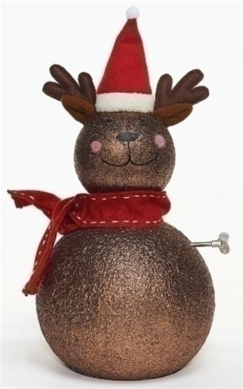 18" Metallic Brown & Red Musical Reindeer Christmas Tabletop Figurine | Christmas Central