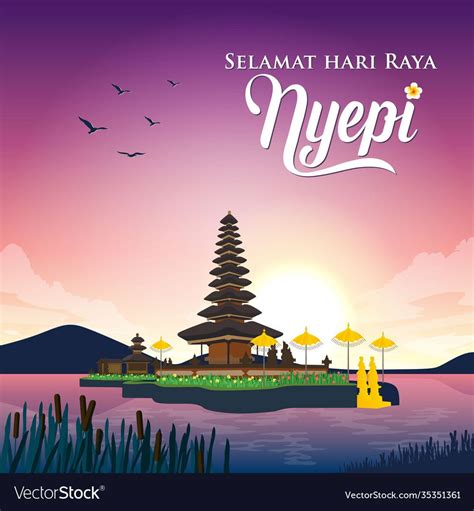 Selamat hari raya Nyepi. Translation: Happy Day Of Silence Nyepi. Suitable for greeting card ...