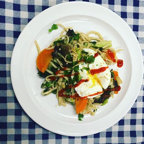 Ramen Noodles with Sautéed Vegetables & Poached Egg - The Sylvia Center