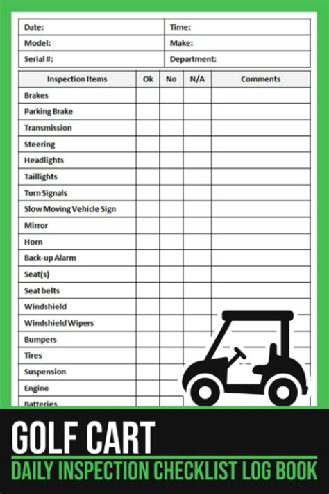 Buy Golf Cart Daily Inspection Checklist Log Book: or Electric Golf ...