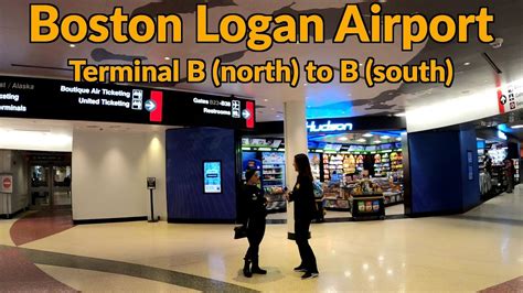 Boston Logan Airport (BOS): Term. B (north) to B (south) , how to walk between terminals - YouTube