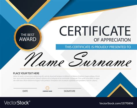 Blue elegance horizontal certificate template Vector Image