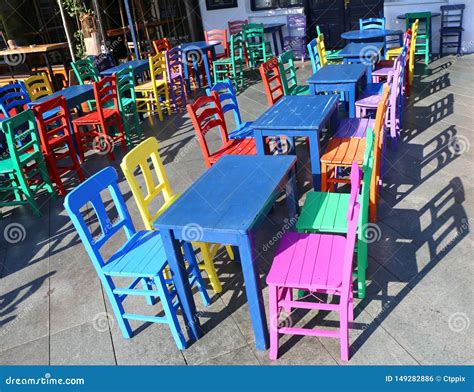 Colorful Tables and Chairs stock photo. Image of store - 149282886