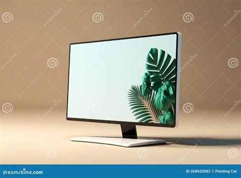 3d Minimal Desktop with Blank Screen Mockup, 3d Illustration Stock Illustration - Illustration ...