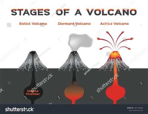 stages of volcano infographic vector - Royalty Free Stock Vector 1481725880 - Avopix.com
