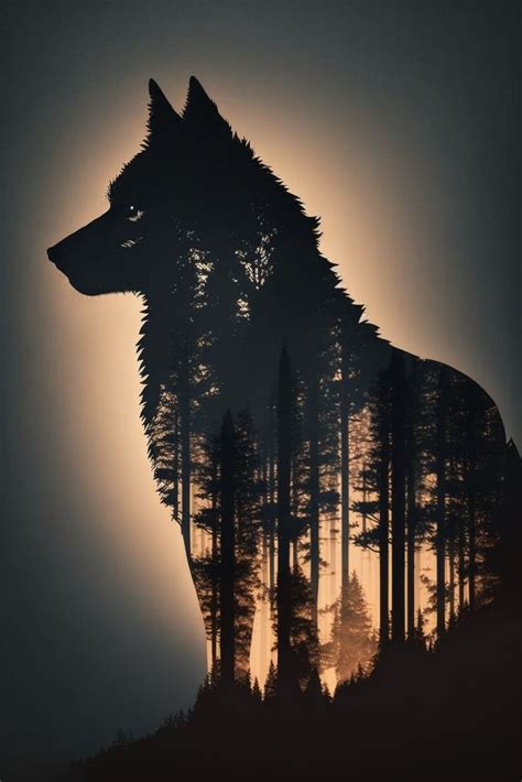 Wolf Nature Landscape Silhouette Art