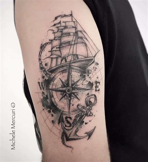 Ship and Compass Tattoo art | Vintage compass tattoo, Compass tattoo ...