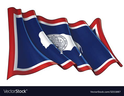 Waving flag state wyoming Royalty Free Vector Image