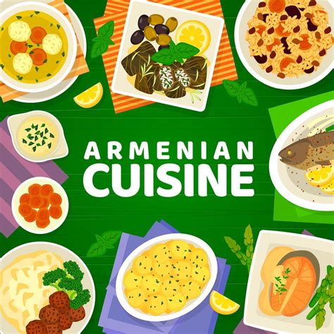 Armenian cuisine menu cover, food dishes and meals 15600106 Vector Art ...