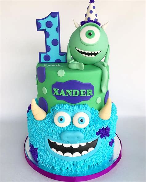 Jade 🍰 on Instagram: “Monsters Inc. first birthday cake 💚💙💜 such a fun cake to make!” | Monster ...