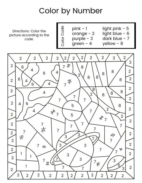 Planet Color by Number (Free Printable) - 24hourfamily.com