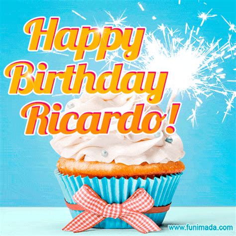 Happy Birthday, Ricardo! Elegant cupcake with a sparkler. | Funimada.com