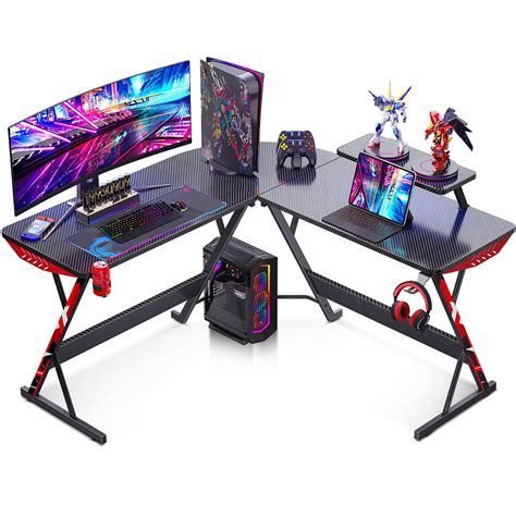 Buy MOTPK L Shaped Gaming Desk, Gaming Table L Shape, Computer Desk for Gamer with Monitor Shelf ...